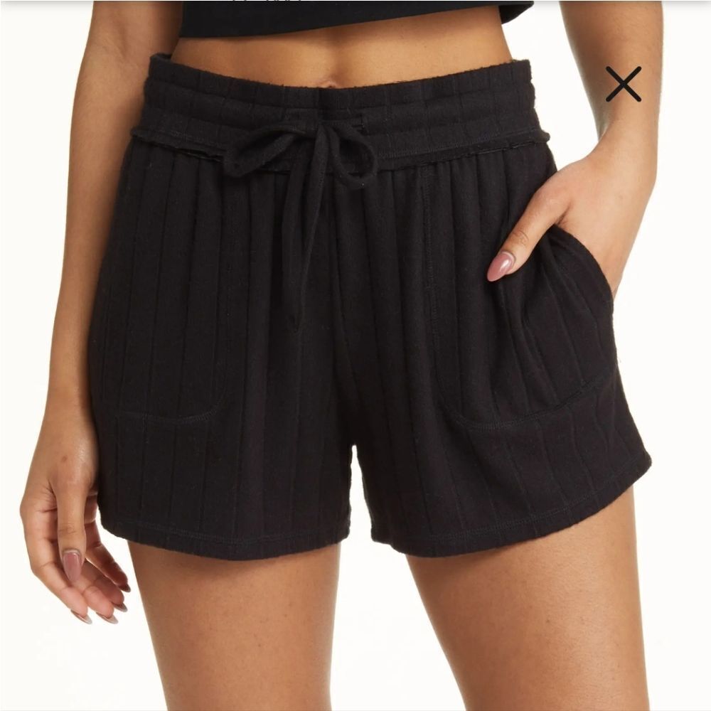 BP Cozy Wide Rib Drawstring Shorts Size XS Black